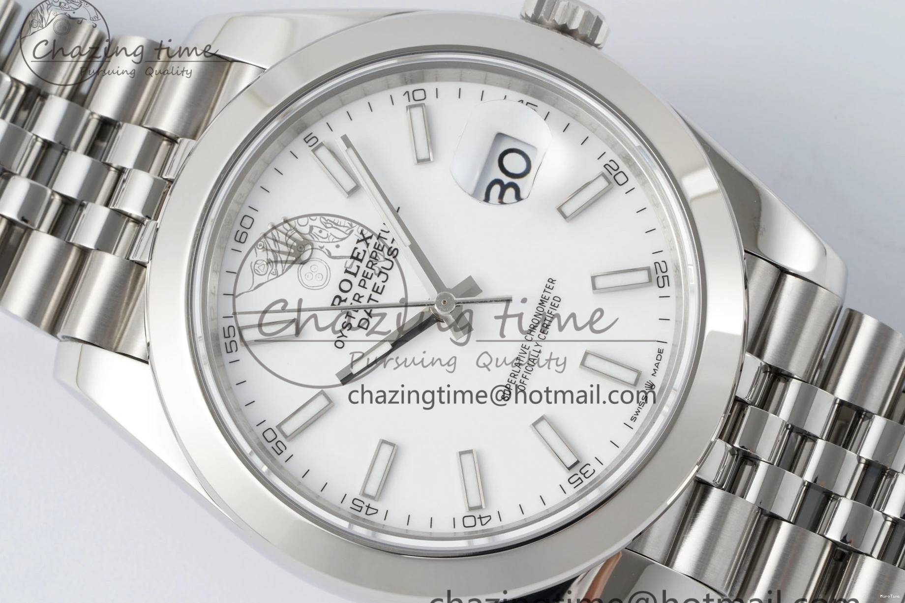 MiroTime 0508 RelaxedFit DateJust 41 SS Polished Bezel KING 1:1 Best Edition 904L Steel White Stick Dial on Jubilee Bracelet VR 2160